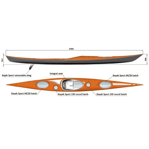 Splint Sea Play 535 elite orange. Sea kayak fiberglass-carbon - Image 8