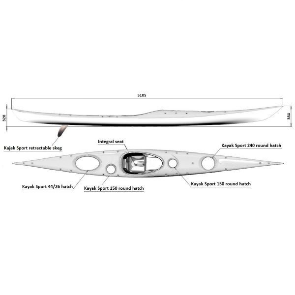 Splint Sea Play 510 elite white. Sea kayak fiberglass-carbon - Image 5