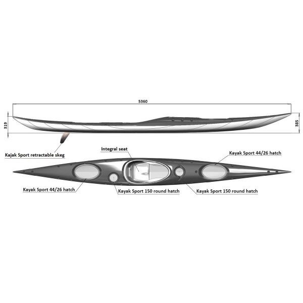Splint Greenland elite black/white. Sea kayak fiberglass-carbon - Image 8